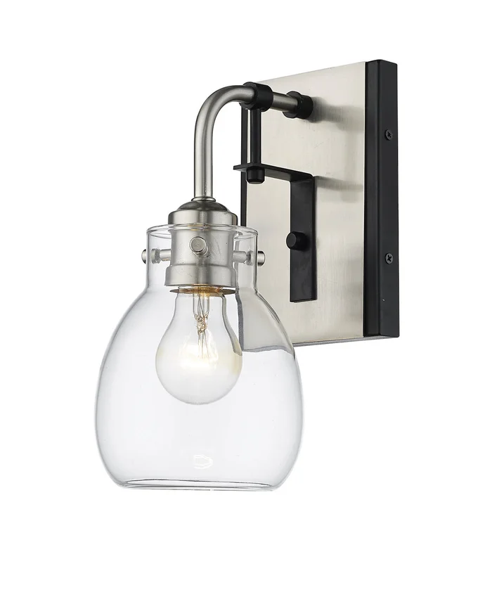 Z-Lite 466-1S-MB-BN Kraken One Light Wall Sconce, Matte Black / Brushed Nickel