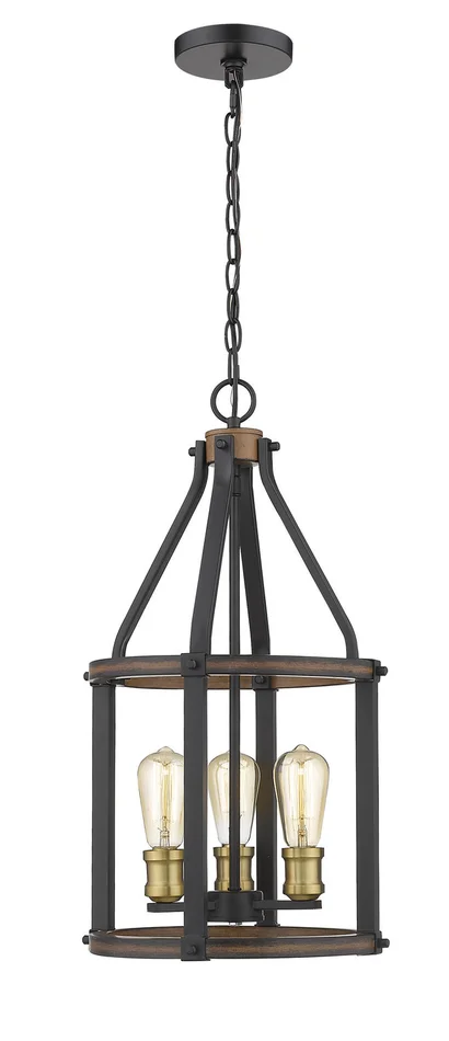 Z-Lite 472-3P-RM Kirkland Three Light Pendant, Rustic Mahogany