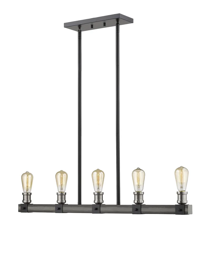Z-Lite 472-5L-ABB Kirkland Five Light Island Pendant, Ashen Barnboard