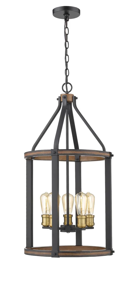 Z-Lite 472-5P-RM Kirkland Five Light Pendant, Rustic Mahogany