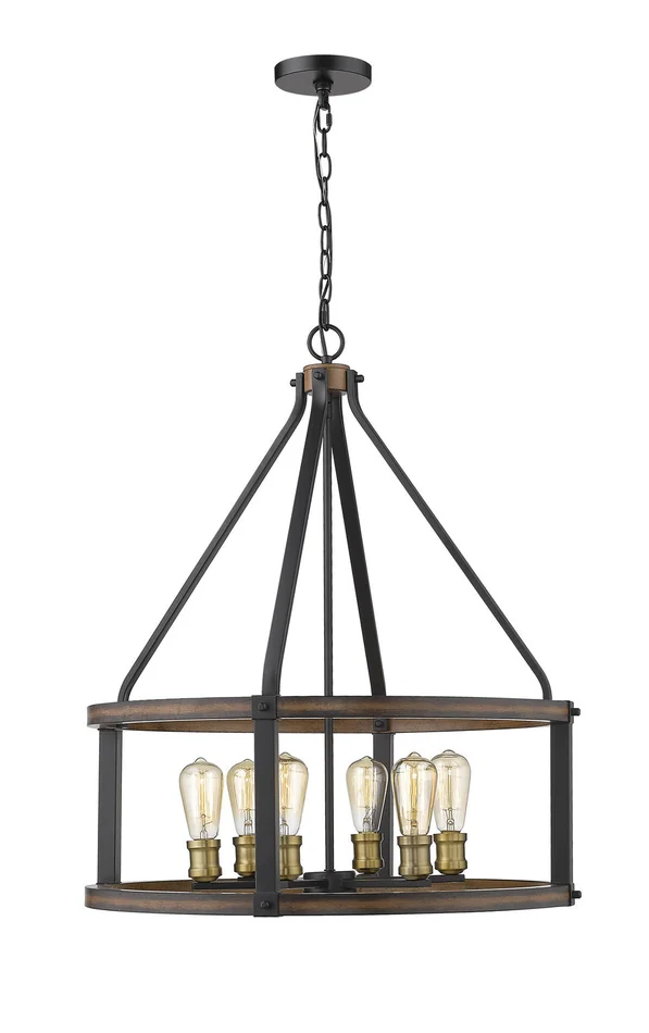 Z-Lite 472-6D-RM Kirkland Six Light Pendant, Rustic Mahogany