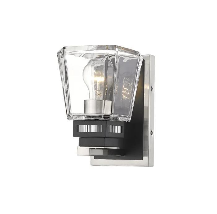 Z-Lite 474-1S-BN-MB Jackson One Light Wall Sconce, Brushed Nickel / Matte Black