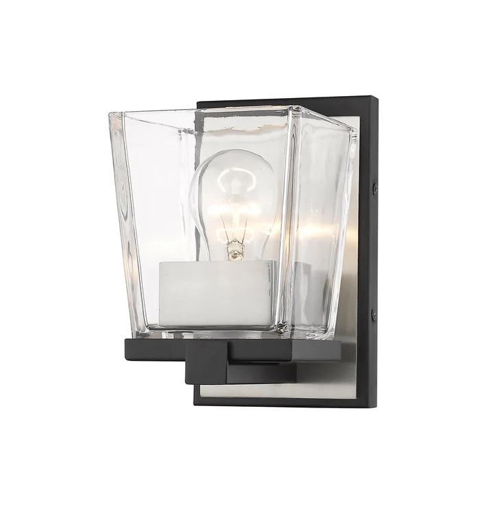 Z-Lite 475-1S-MB-BN Bleeker Street One Light Wall Sconce, Matte Black / Brushed Nickel