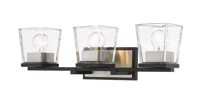 Z-Lite 475-3V-MB-BN Bleeker Street Three Light Vanity, Matte Black / Brushed Nickel