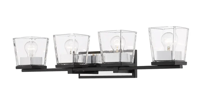 Z-Lite 475-4V-MB-CH Bleeker Street Four Light Vanity, Matte Black / Chrome