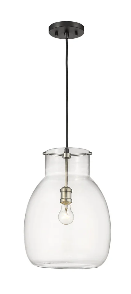 Z-Lite 476P-MB-BN Bella One Light Pendant, Matte Black / Brushed Nickel