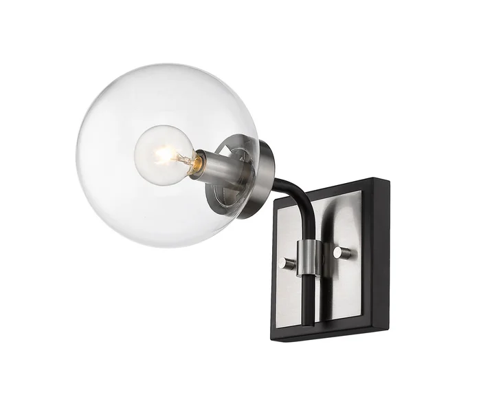Z-Lite 477-1S-MB-BN Parsons One Light Wall Sconce, Matte Black / Brushed Nickel