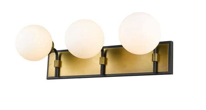 Z-Lite 477-3V-MB-OBR Parsons Three Light Vanity, Matte Black / Olde Brass