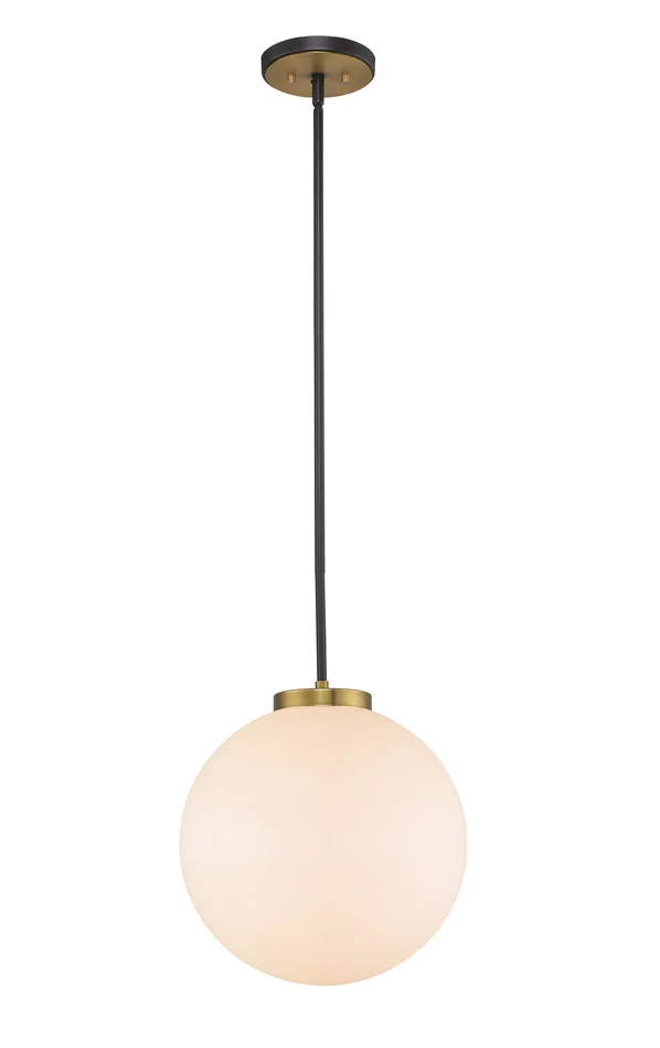Z-Lite 477P14-MB-OBR Parsons One Light Pendant, Matte Black / Olde Brass