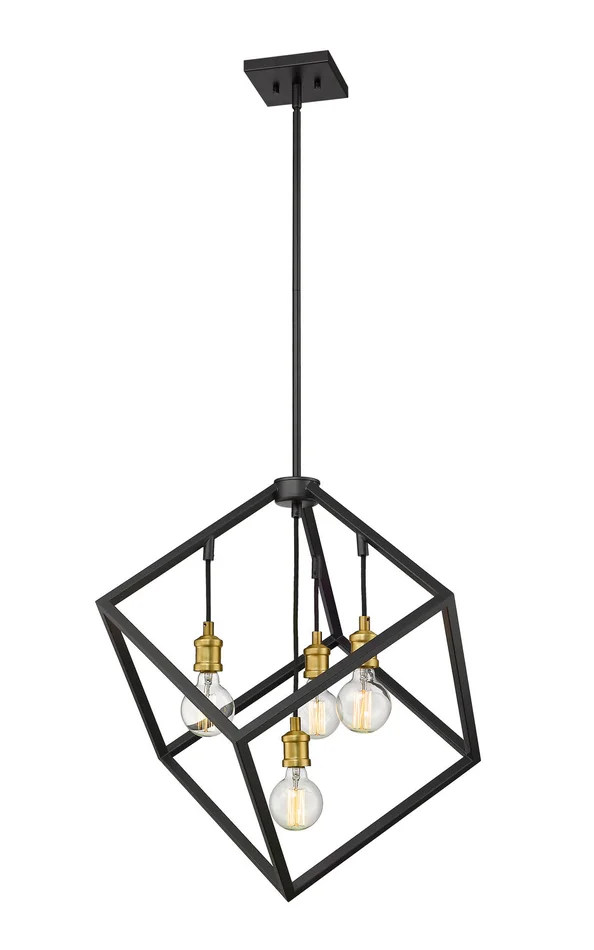 Z-Lite 478P24-BRZ-OBR Vertical Four Light Pendant, Bronze / Olde Brass