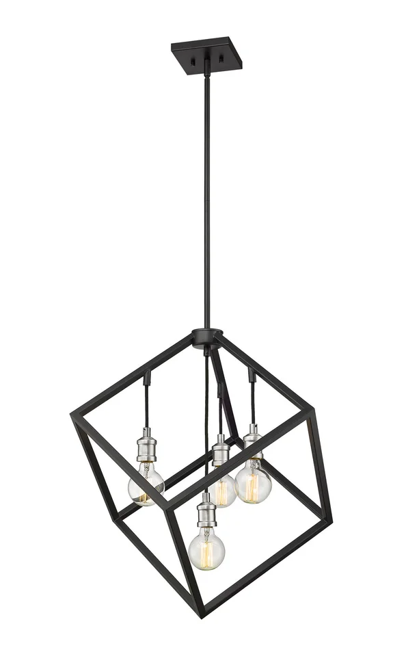 Z-Lite 478P24-MB-BN Vertical Four Light Pendant, Matte Black / Brushed Nickel