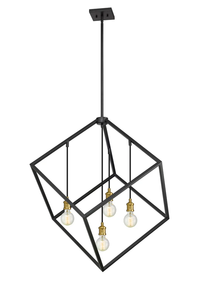 Z-Lite 478P34-BRZ-OBR Vertical Four Light Pendant, Bronze / Olde Brass
