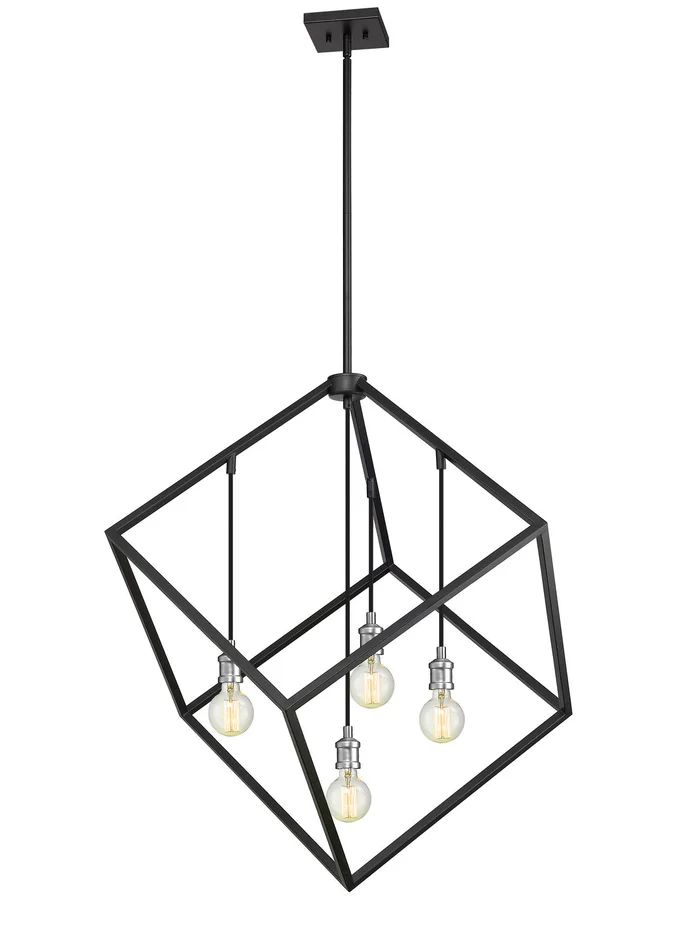 Z-Lite 478P34-MB-BN Vertical Four Light Pendant, Matte Black / Brushed Nickel