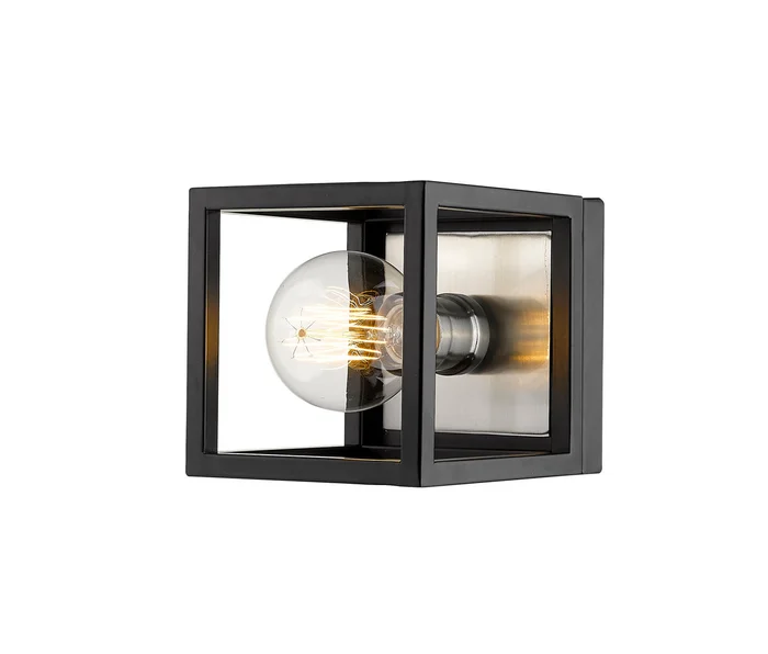 Z-Lite 480-1S-MB-BN Kube One Light Wall Sconce, Matte Black / Brushed Nickel