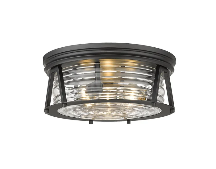 Z-Lite 491F3-MB Cape Harbor Three Light Flush Mount, Matte Black