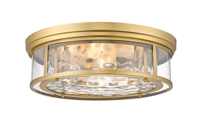 Z-Lite 493F4-RB Clarion Four Light Flush Mount, Rubbed Brass