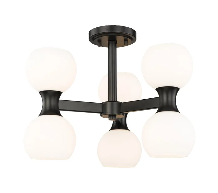Z-Lite 494-6SF-MB Artemis Six Light Semi Flush Mount, Matte Black