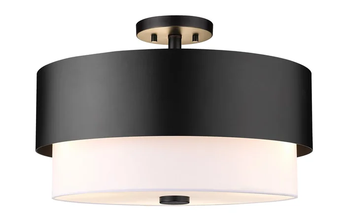 Z-Lite 495SF18-MB Counterpoint Three Light Semi Flush Mount, Matte Black