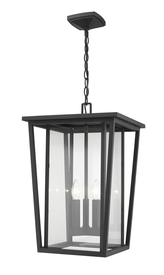 Z-Lite 571CHXL-BK Seoul Three Light Outdoor Chain Mount Ceiling Fixture, Black
