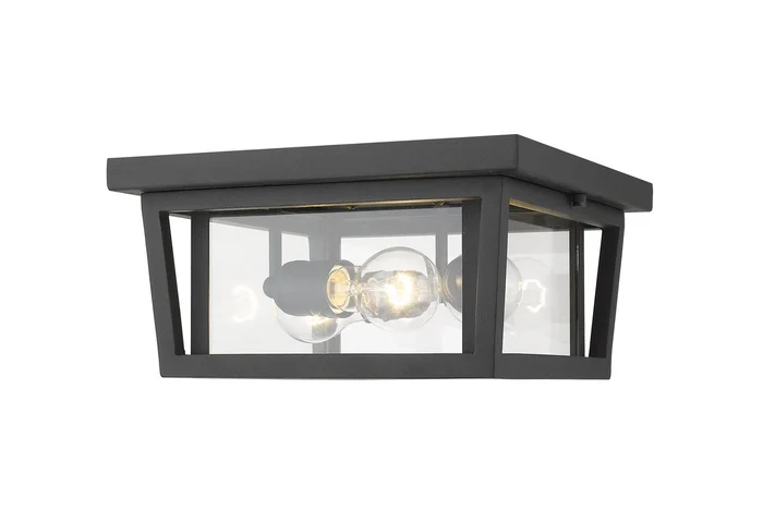 Z-Lite 571F-BK Seoul Three Light Outdoor Flush Mount, Black