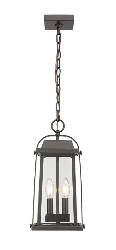 Z-Lite 574CHM-ORB Millworks Two Light Outdoor Chain Mount Ceiling Fixture, Oil Rubbed Bronze
