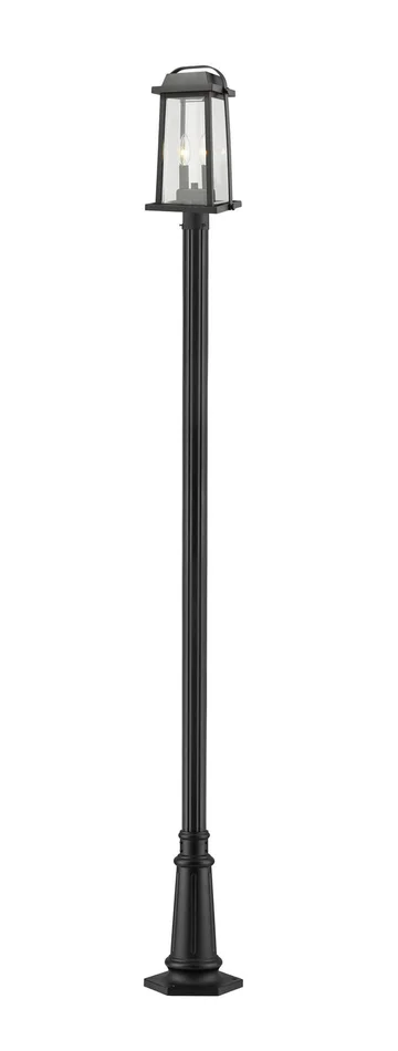 Z-Lite 574PHMR-557P-BK Millworks Two Light Outdoor Post Mount, Black