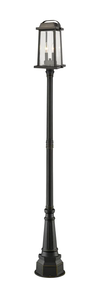Z-Lite 574PHMR-564P-ORB Millworks Two Light Outdoor Post Mount, Oil Rubbed Bronze