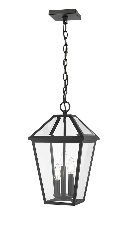 Z-Lite 579CHB-BK Talbot Three Light Outdoor Chain Mount Ceiling Fixture, Black