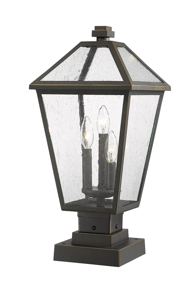 Z-Lite 579PHBS-SQPM-ORB Talbot Three Light Outdoor Pier Mount, Oil Rubbed Bronze