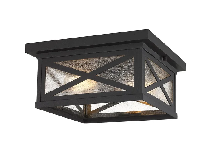 Z-Lite 583F-BK Brookside Two Light Outdoor Flush Mount, Black