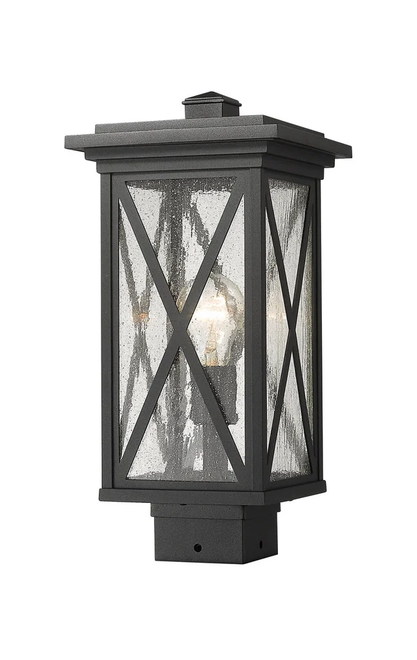 Z-Lite 583PHMS-BK Brookside One Light Outdoor Post Mount, Black