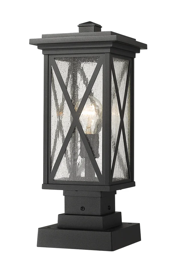 Z-Lite 583PHMS-SQPM-BK Brookside One Light Outdoor Pier Mount, Black
