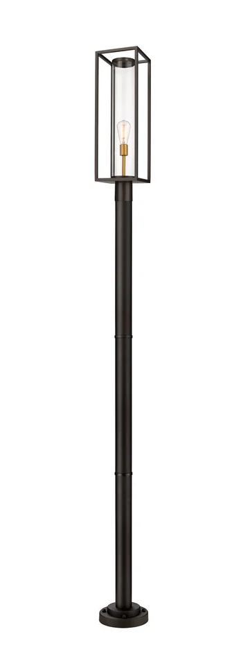Z-Lite 584PHBR-567P-DBZ Dunbroch One Light Outdoor Post Mount, Deep Bronze / Outdoor Brass
