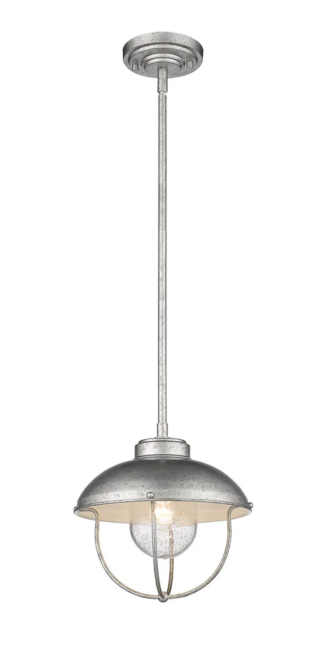 Z-Lite 590P-GV Ansel One Light Outdoor Pendant, Galvanized