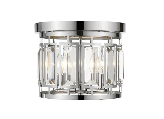 Z-Lite 6007F-CH Mersesse Three Light Flush Mount, Chrome