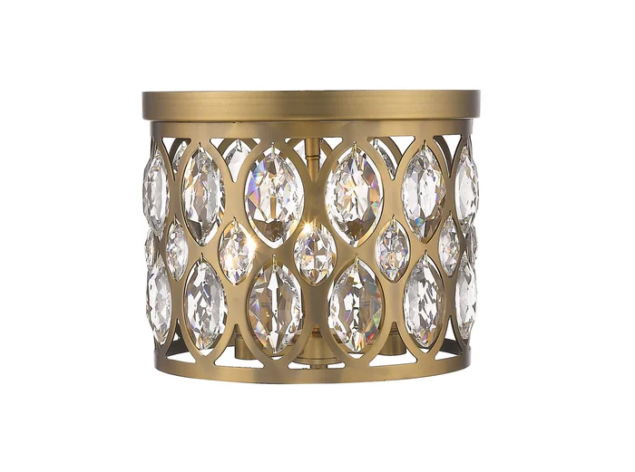 Z-Lite 6010F12HB Dealey Three Light Flush Mount, Heirloom Brass