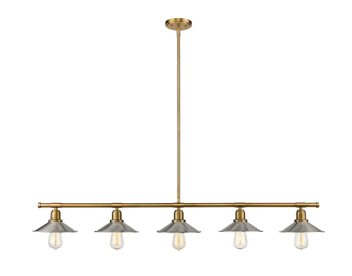 Z-Lite 613-5L-FB+BN Casa Five Light Island Pendant, Factory Brass