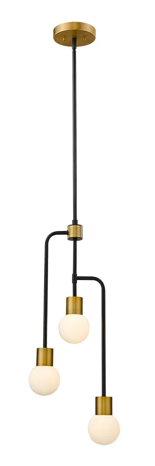 Z-Lite 621-3MB-FB Neutra Three Light Chandelier, Matte Black / Foundry Brass