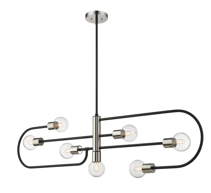 Z-Lite 621-7L-MB-PN Neutra Seven Light Chandelier, Matte Black / Polished Nickel