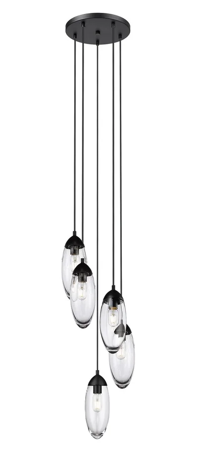 Z-Lite 651P-5R-MB Arden Five Light Chandelier, Matte Black