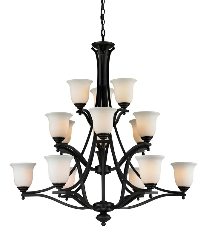Z-Lite 703-15-MB Lagoon 15 Light Chandelier, Matte Black