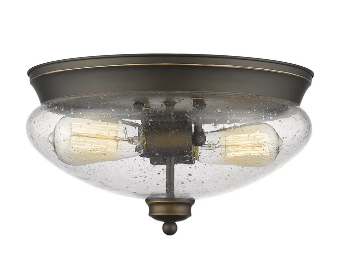 Z-Lite 722F2-OB Amon Two Light Flush Mount, Olde Bronze