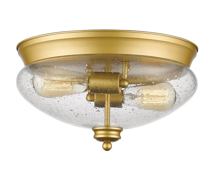 Z-Lite 722F2-SG Amon Two Light Flush Mount, Satin Gold