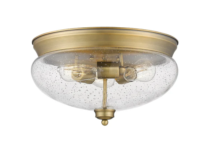 Z-Lite 722F3-HBR Amon Three Light Flush Mount, Heritage Brass