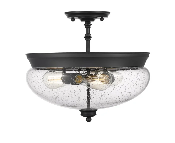 Z-Lite 722SF-MB Amon Three Light Semi Flush Mount, Matte Black