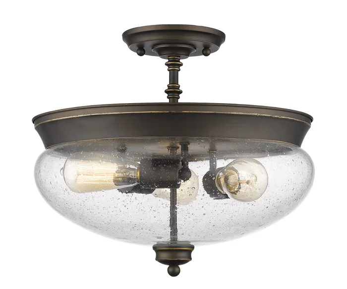 Z-Lite 722SF-OB Amon Three Light Semi Flush Mount, Olde Bronze