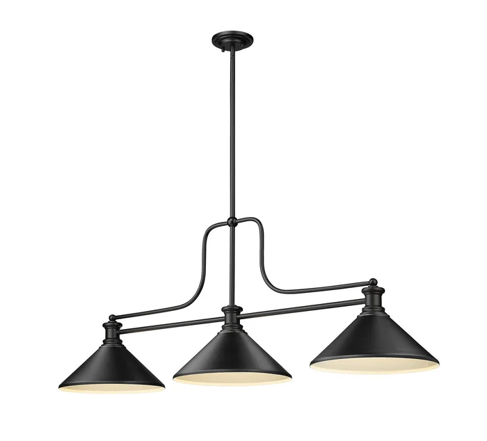 Z-Lite 725-3MB-MMB Melange Three Light Island Pendant, Matte Black
