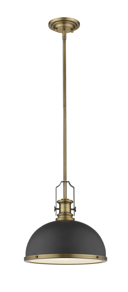 Z-Lite 725P12-BRZ+HBR Melange One Light Pendant, Bronze / Heritage Brass