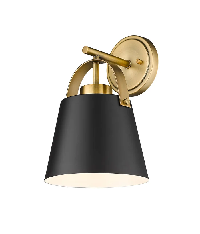 Z-Lite 726-1S-MB+HBR Z-Studio One Light Wall Sconce, Matte Black / Heritage Brass