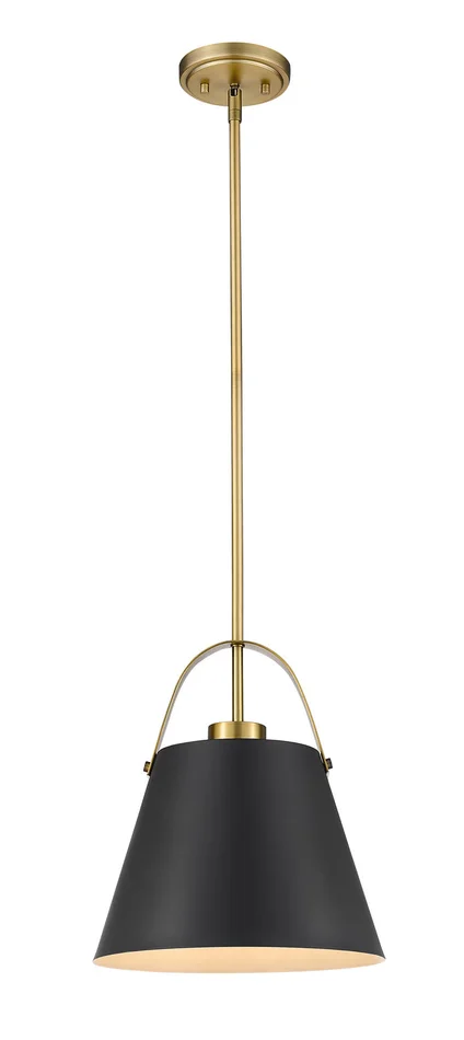 Z-Lite 726P-MB+HBR Z-Studio One Light Pendant, Matte Black / Heritage Brass